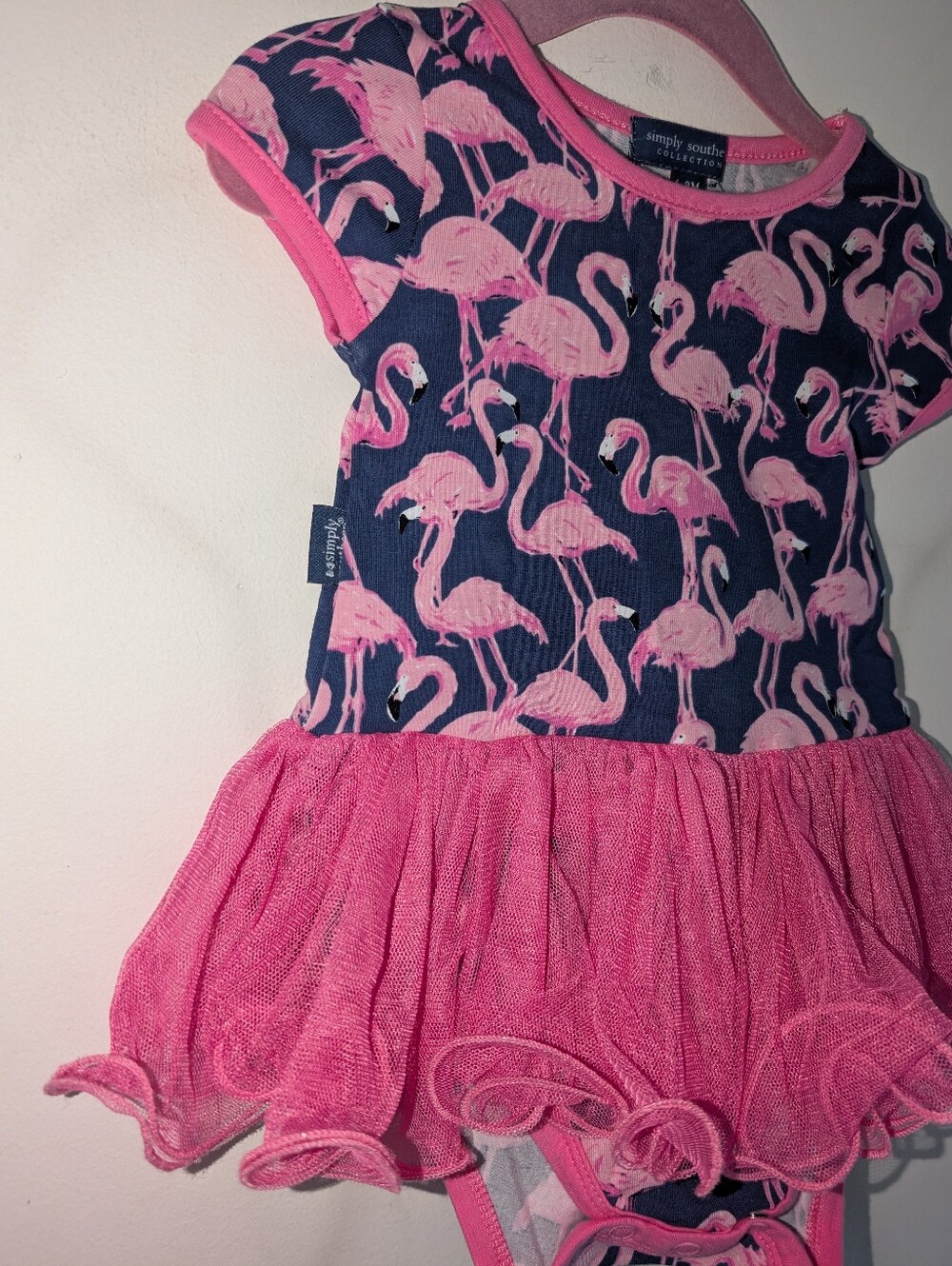 SIMPLY SOUTHERN Infant Girl's Bodysuit Featuring Tutu & Flamingos - Size 6-9 Mos - Picture 2 of 5